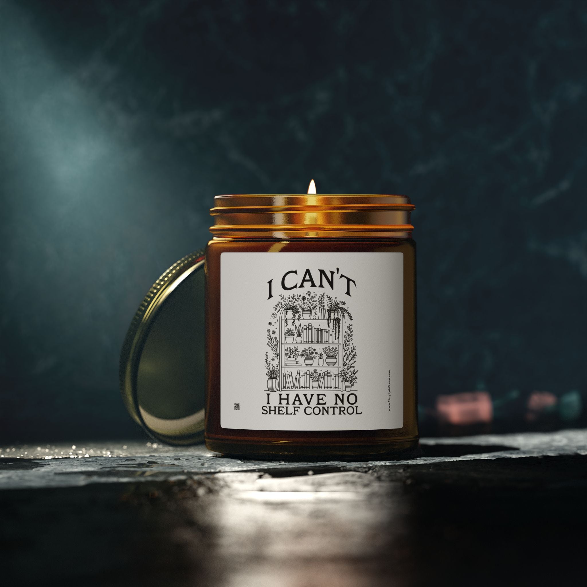 Funny Scented Candle — "I Can't, I Have No Shelf Control" (Coconut Apricot Wax, 4oz/9oz)