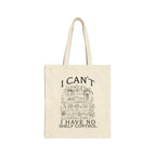 Tote Bag — "I Can't, I Have No Shelf Control" Funny Pack-Rat Canvas Tote, natural