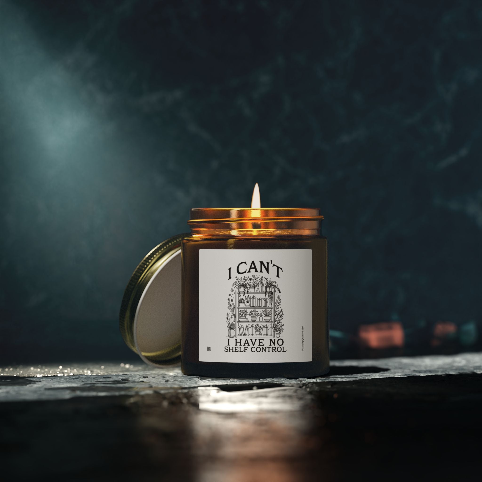 Funny Scented Candle — "I Can't, I Have No Shelf Control" (Coconut Apricot Wax, 4oz/9oz)