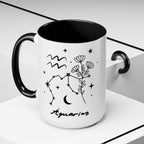Aquarius Zodiac Mug — Minimal Celestial Horoscope Accent 15oz Mug