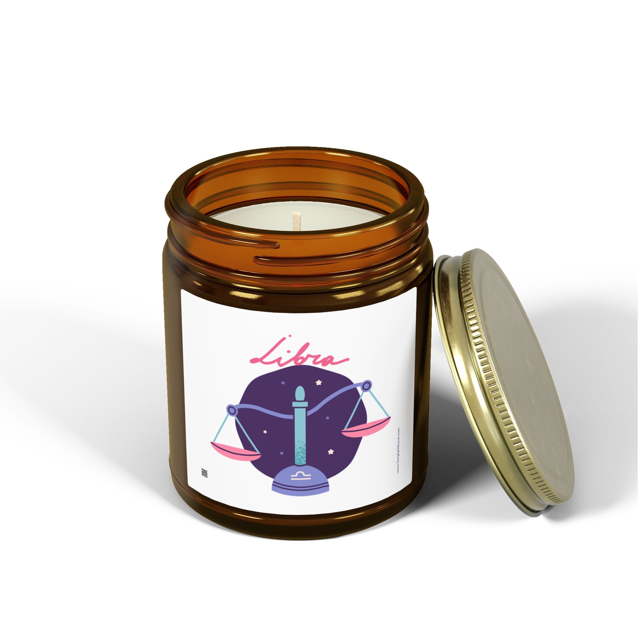 Cute Libra Zodiac Scented Candle — Coconut Apricot Wax (9oz Reusable Glass)