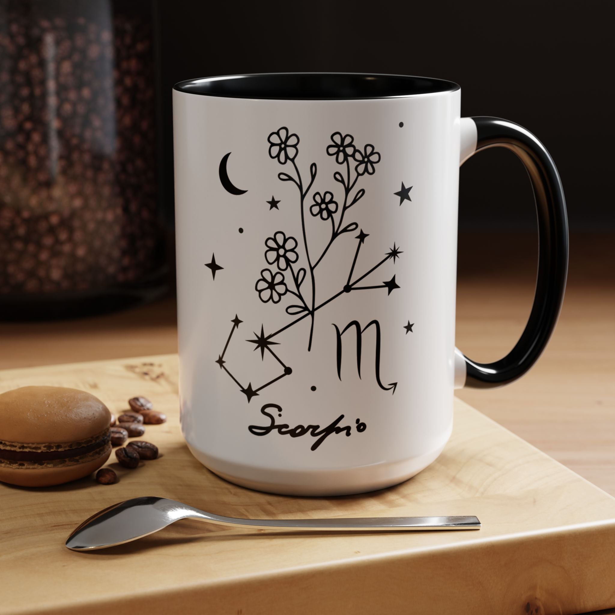 Scorpio Zodiac Mug — Minimal Celestial Horoscope Accent 15oz Mug