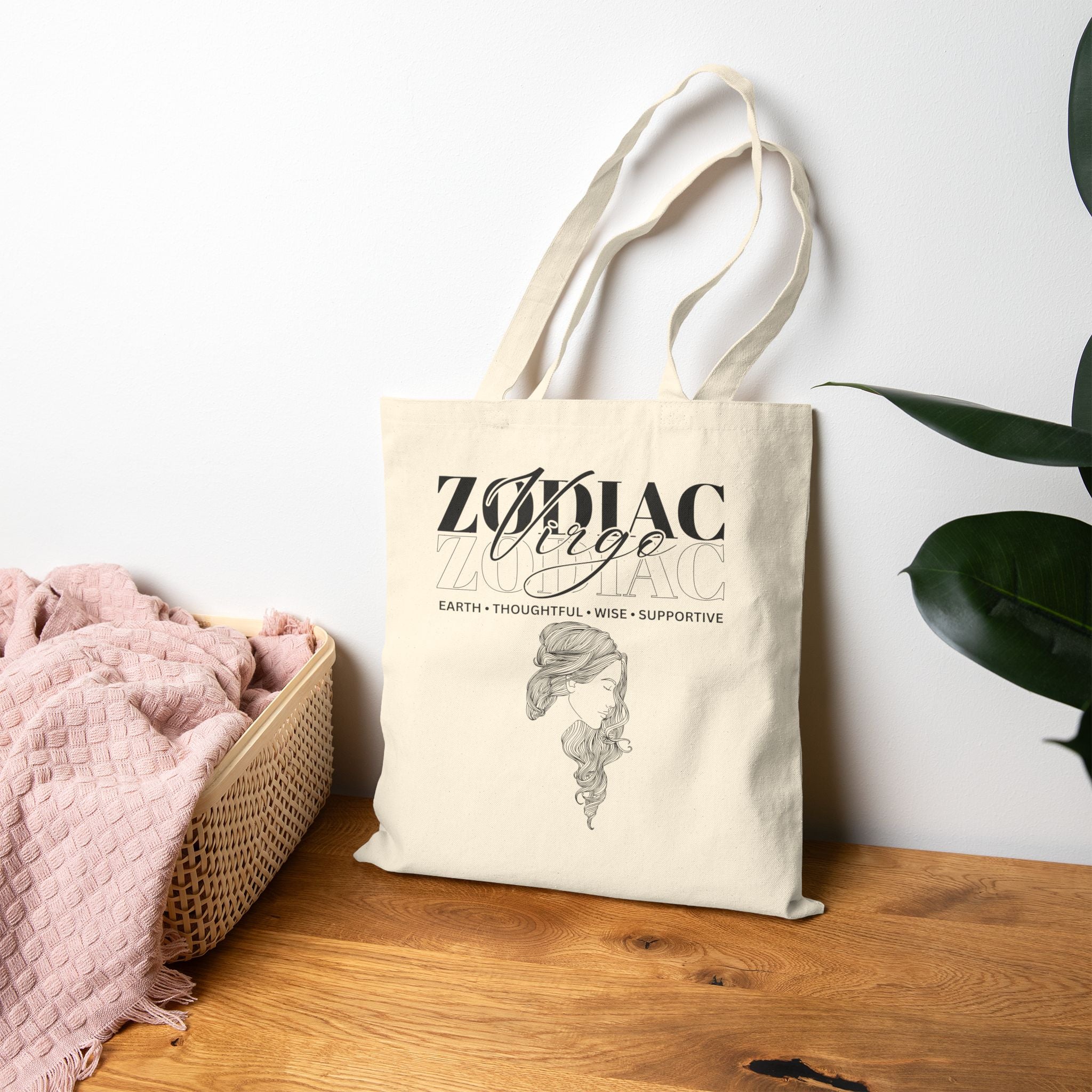 Virgo Zodiac Tote Bag — Cotton Canvas Astrology Tote