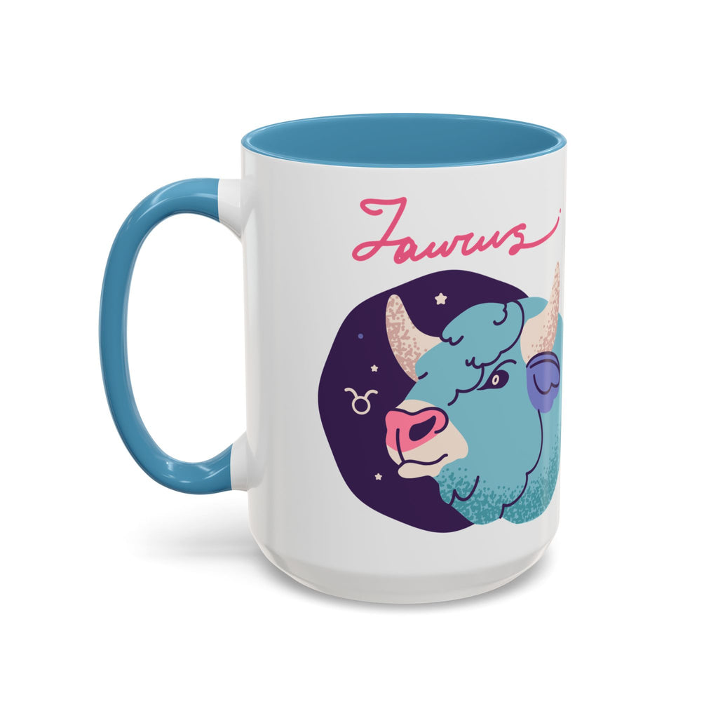 Cute Taurus Zodiac Mug — 15oz (Pink, Light Blue, & Navy)