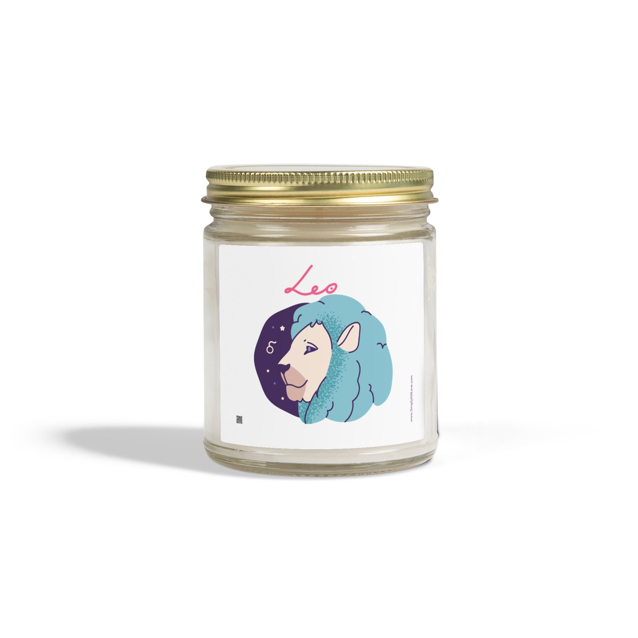 Cute Zodiac Leo, Scented Candle — Coconut Apricot Wax (9oz Reusable Glass)