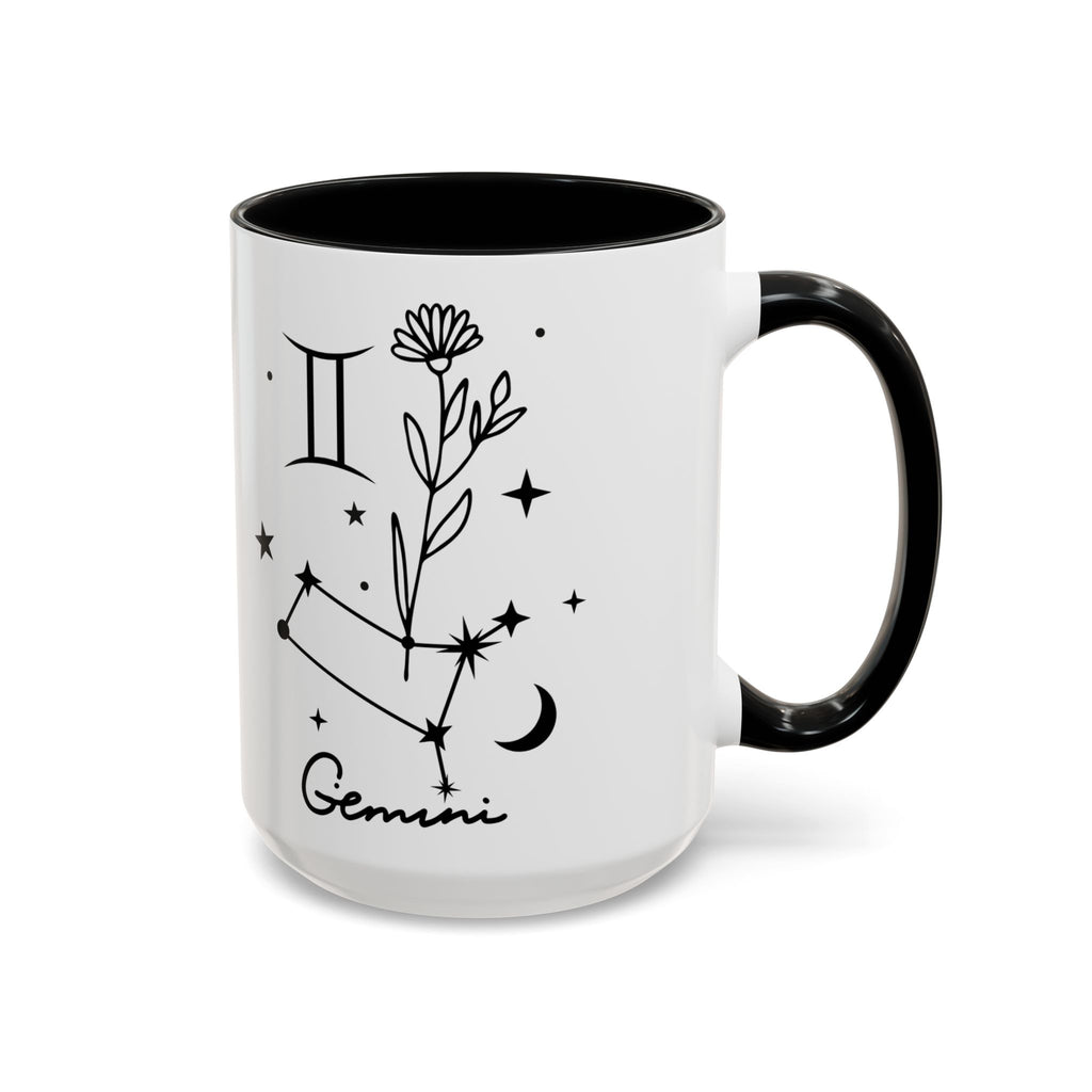 Gemini Zodiac Accent Mug — Minimal Celestial Horoscope 15oz