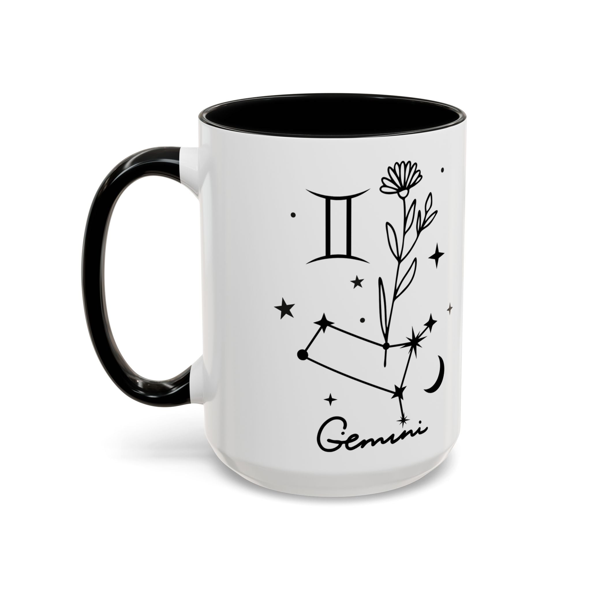 Gemini Zodiac Accent Mug — Minimal Celestial Horoscope 15oz