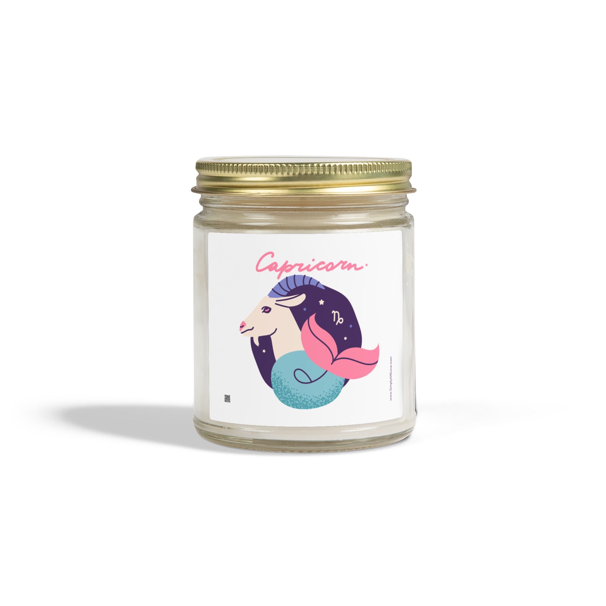 Cute Capricorn Zodiac Scented Candle — Coconut Apricot Wax (9oz Reusable Glass)