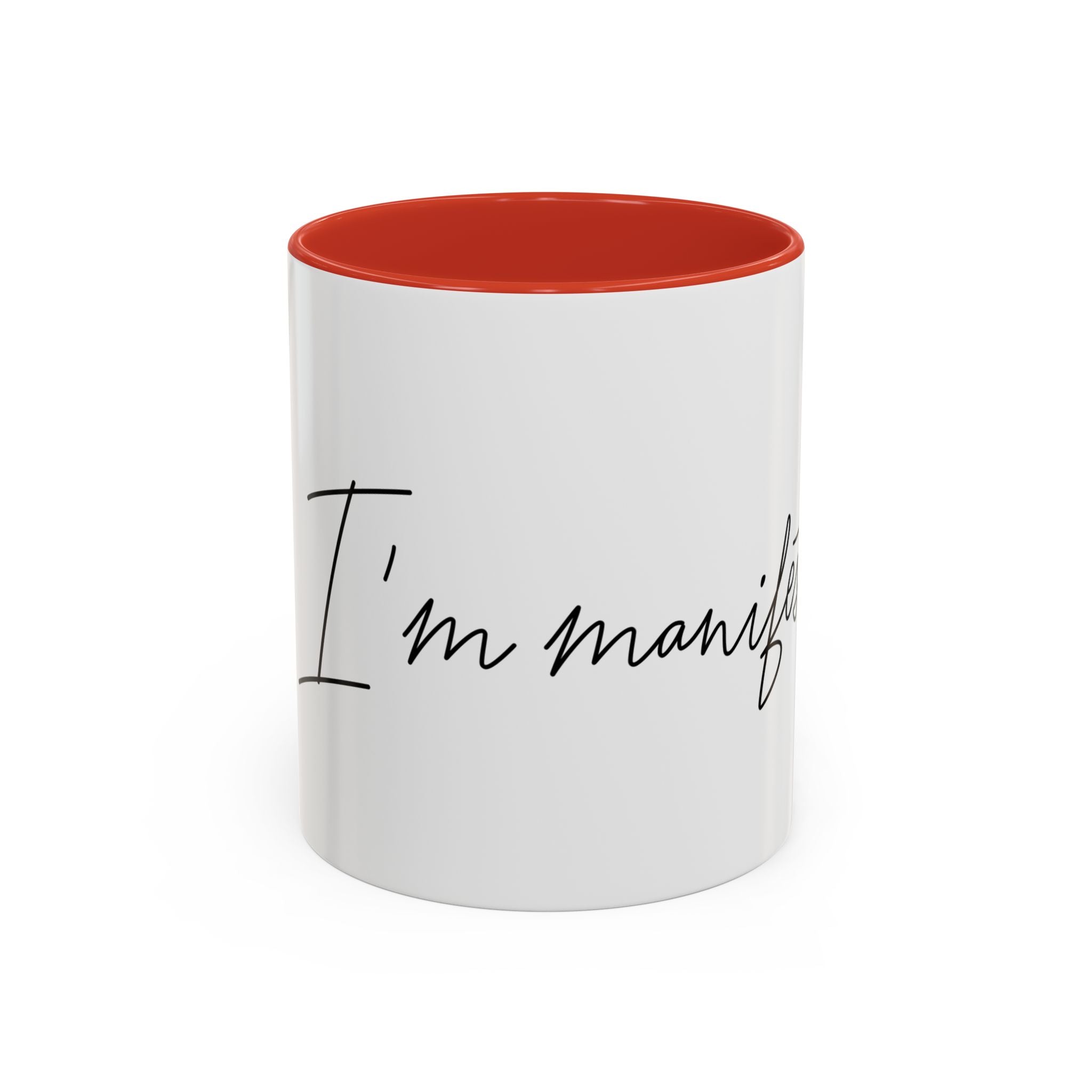 "Shh, I'm Manifesting" Accent Coffee Mug — Funny Minimal 11/15oz