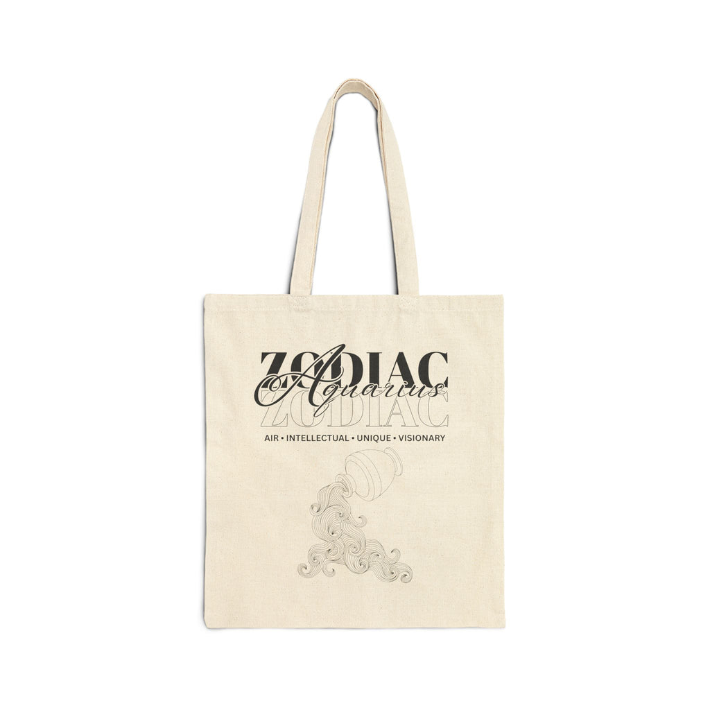 Aquarius Zodiac Tote Bag — Cotton Canvas Astrology Tote