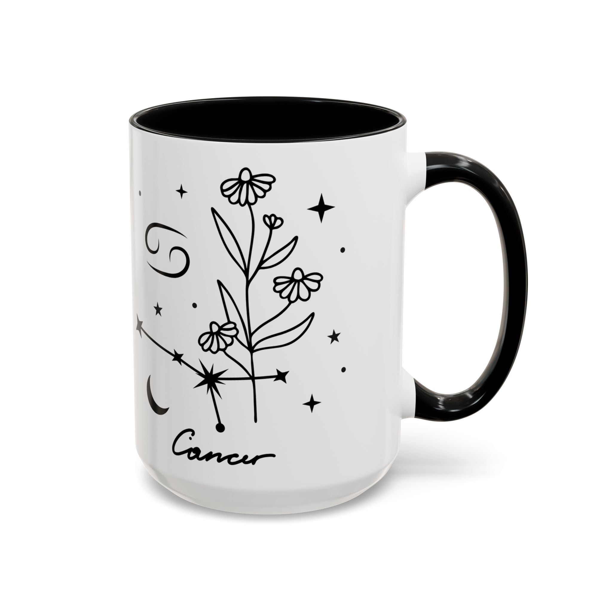 Zodiac Cancer Mug — Minimal Celestial Horoscope Accent, 15oz Mug