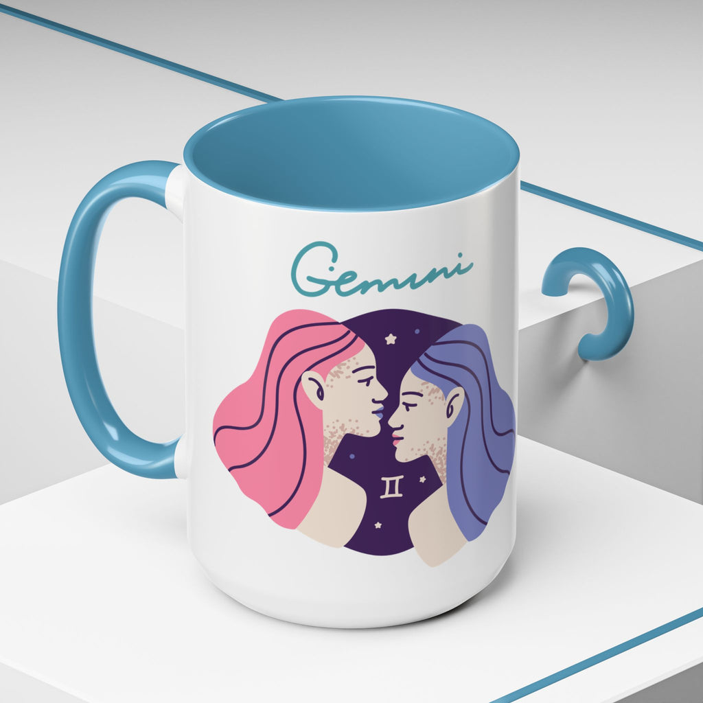 Cute Gemini Zodiac Mug — 15oz (Pink, Light Blue, & Navy)