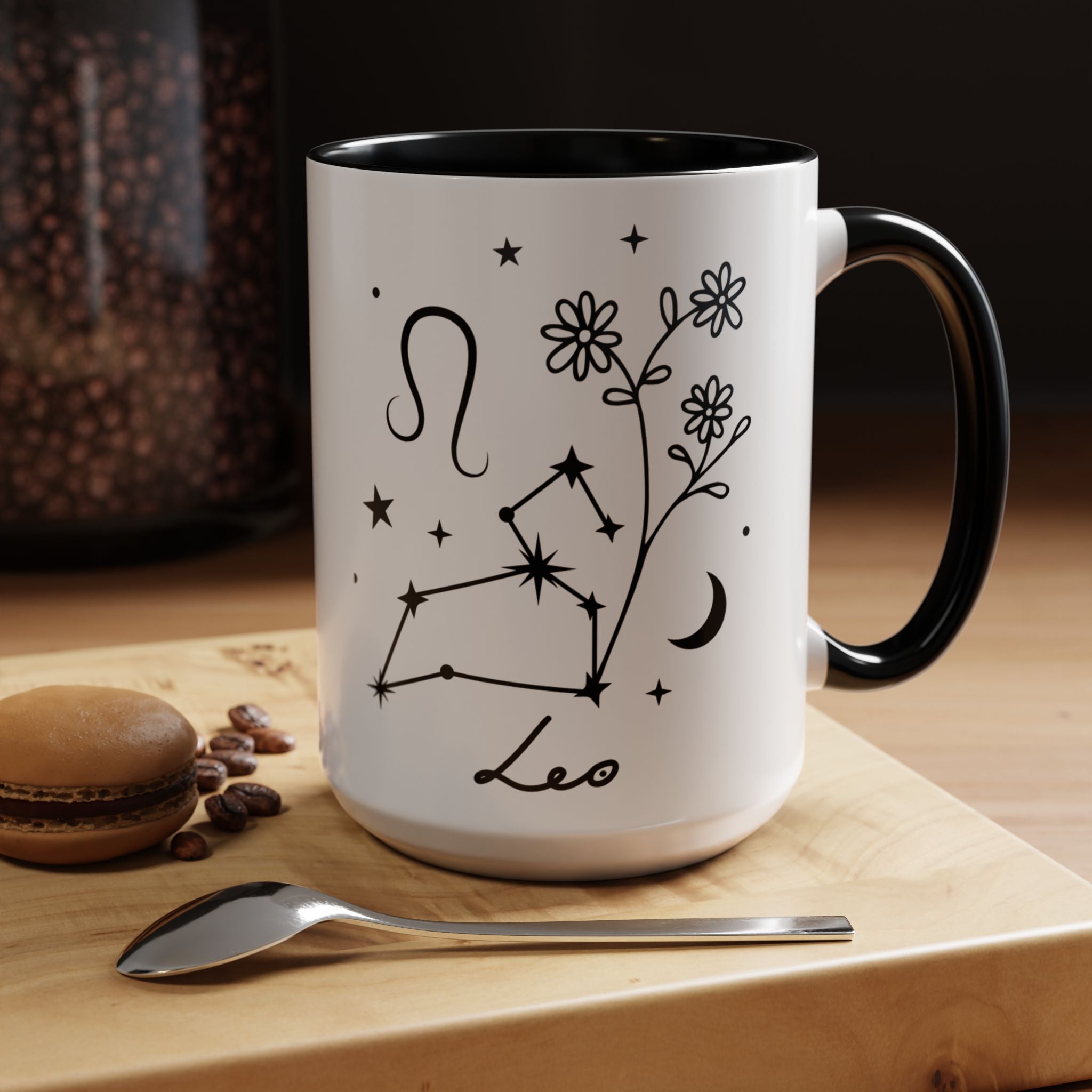 Leo Zodiac Mug — Minimal Celestial Horoscope Accent 15oz Mug