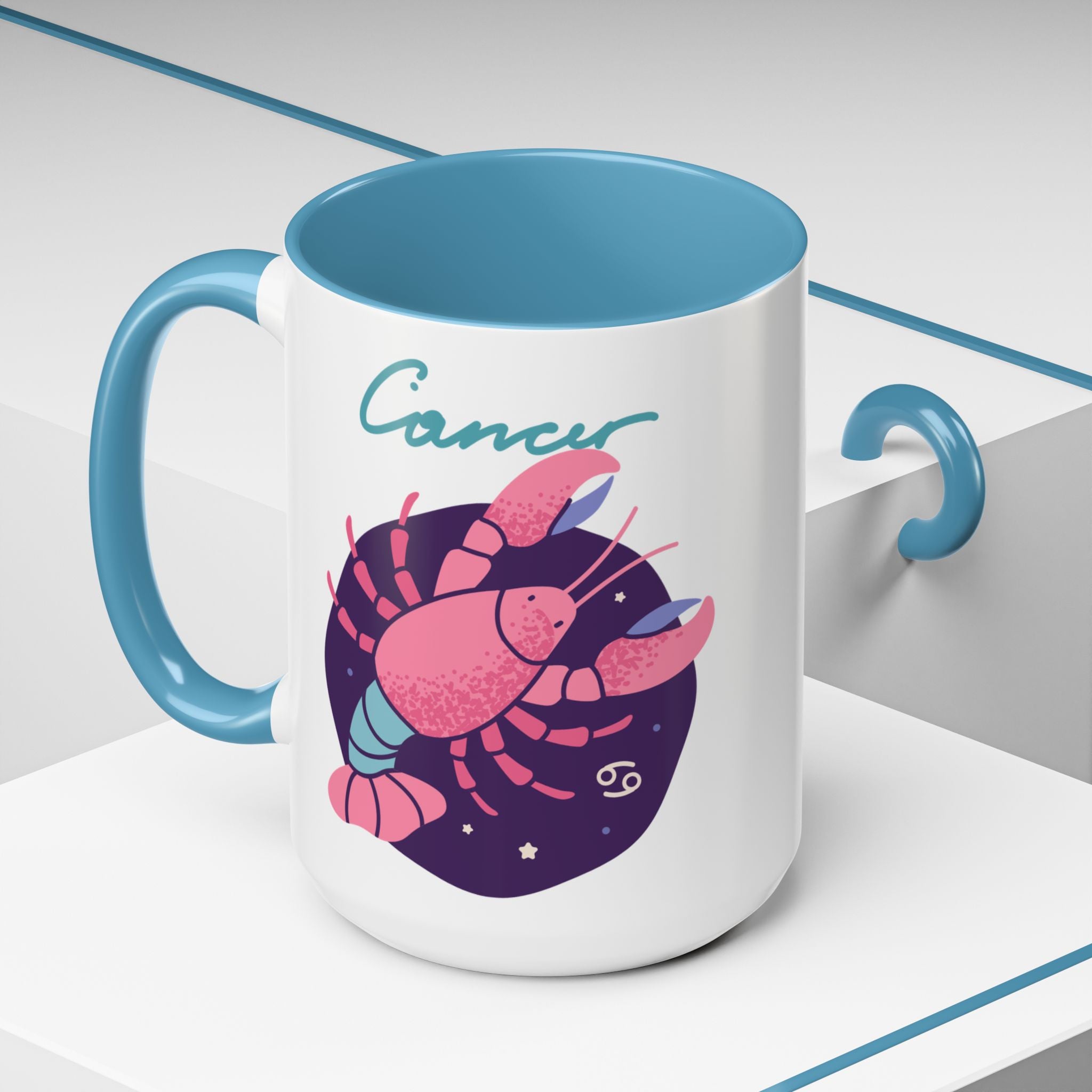 Cute Cancer Zodiac Mug — 15oz (Pink, Light Blue, & Navy)