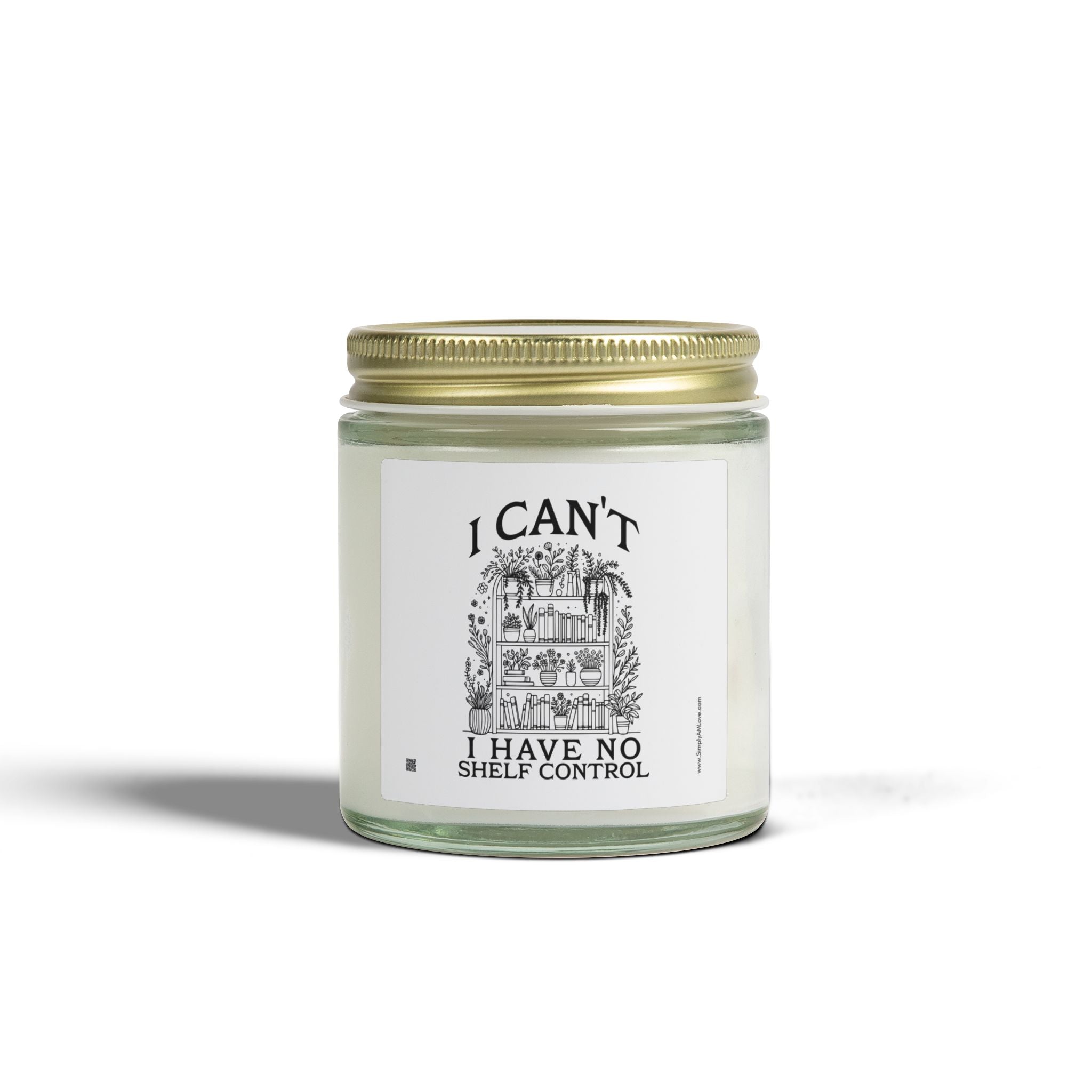 Funny Scented Candle — "I Can't, I Have No Shelf Control" (Coconut Apricot Wax, 4oz/9oz)