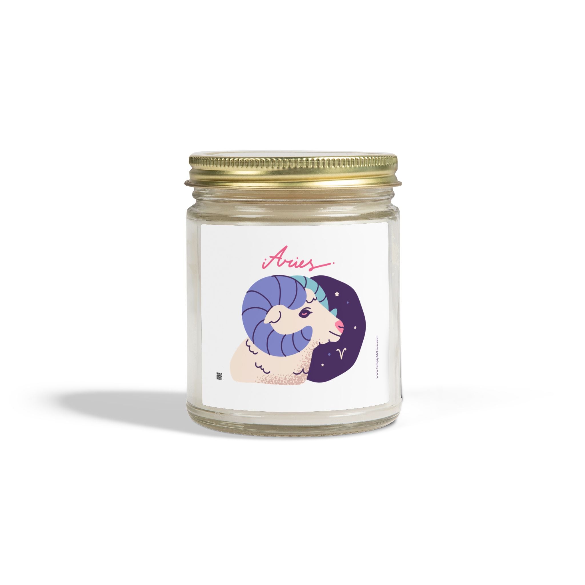 Aries Zodiac Scented Candle — Coconut Apricot (9oz Reusable Glass)