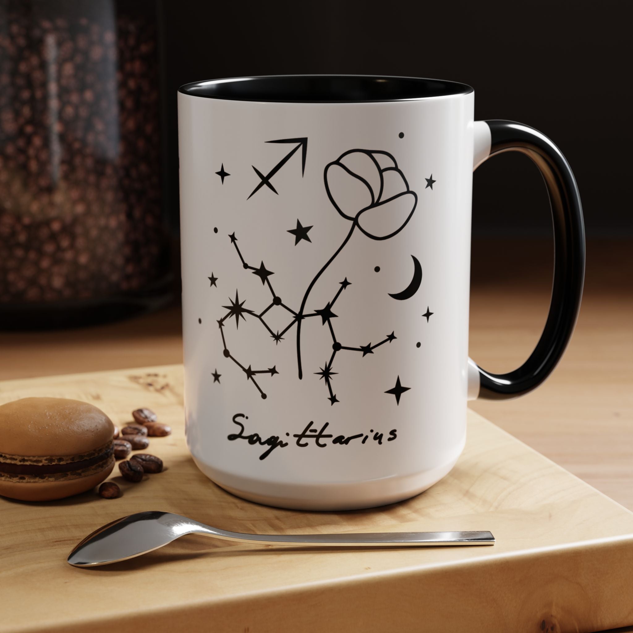 Sagittarius Zodiac Mug — Minimal Celestial Horoscope Accent 15oz Mug
