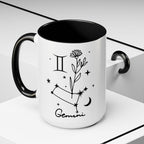 Gemini Zodiac Accent Mug — Minimal Celestial Horoscope 15oz