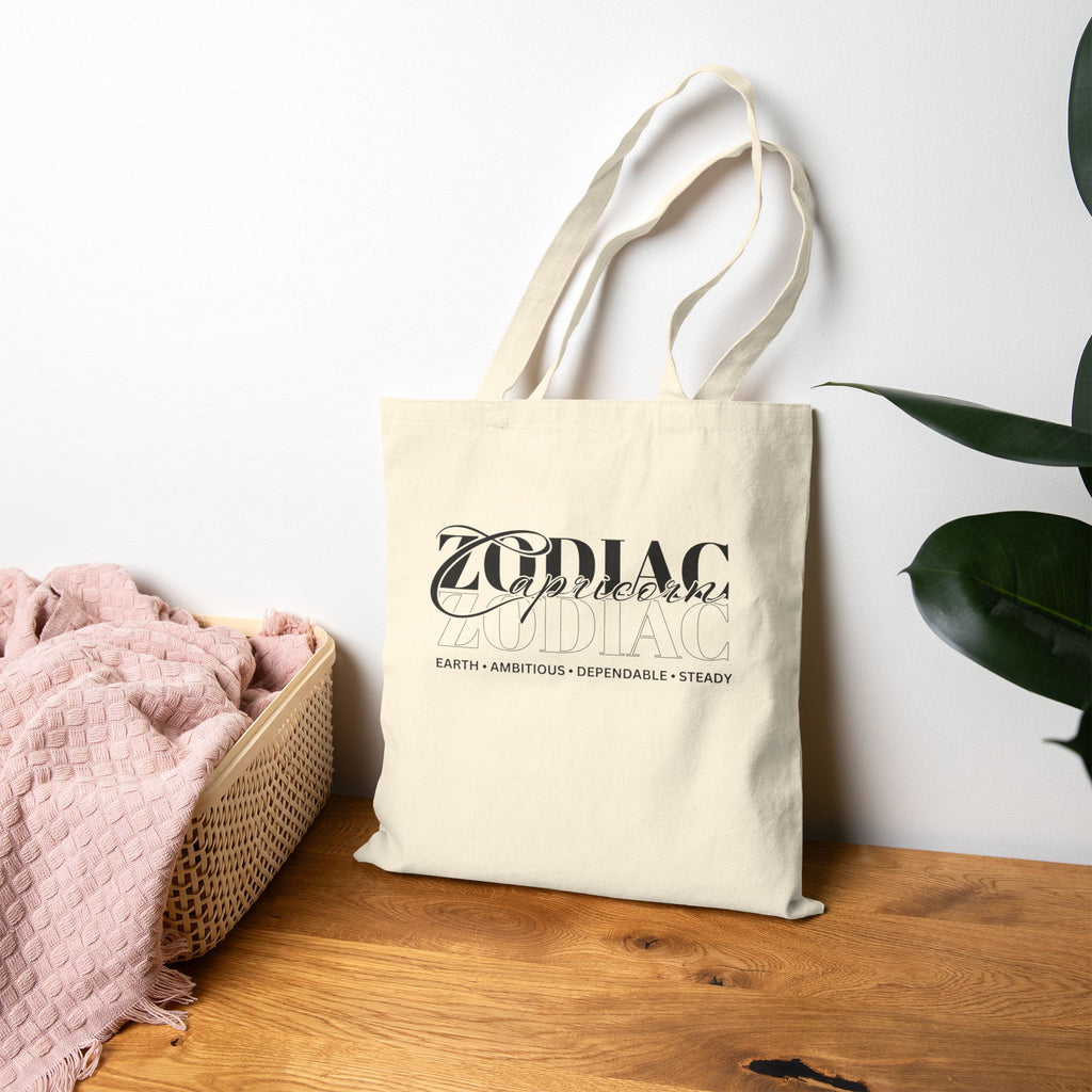 Capricorn Zodiac Tote Bag — Cotton Canvas Astrology Tote