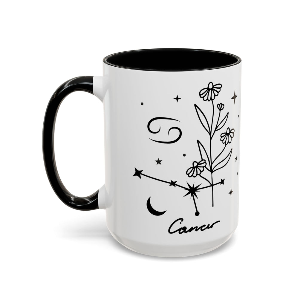Zodiac Cancer Mug — Minimal Celestial Horoscope Accent, 15oz Mug