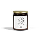 Zodiac Leo Coconut Apricot Wax Scented Candle — 9oz Botanical Glass Jar (Lavender)