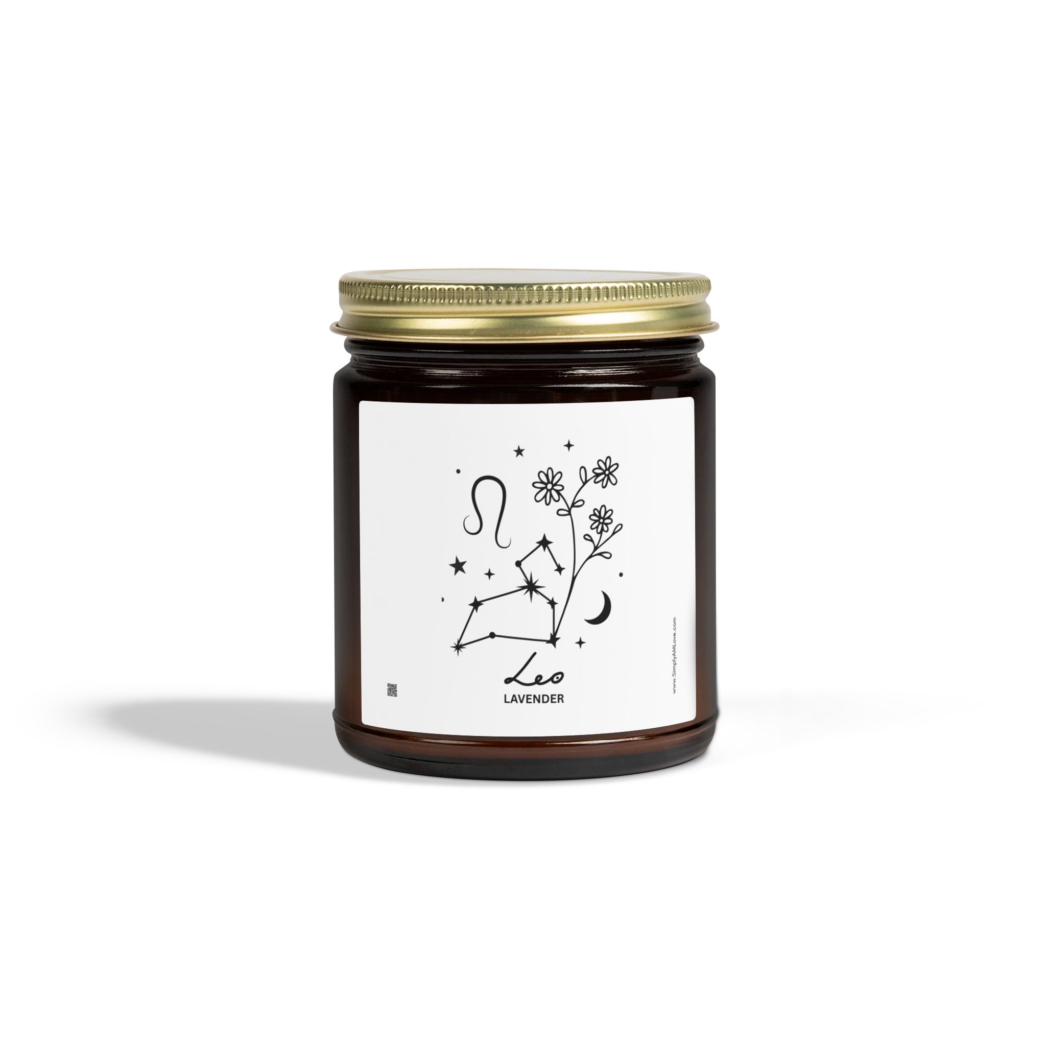 Zodiac Leo Coconut Apricot Wax Scented Candle — 9oz Botanical Glass Jar (Lavender)