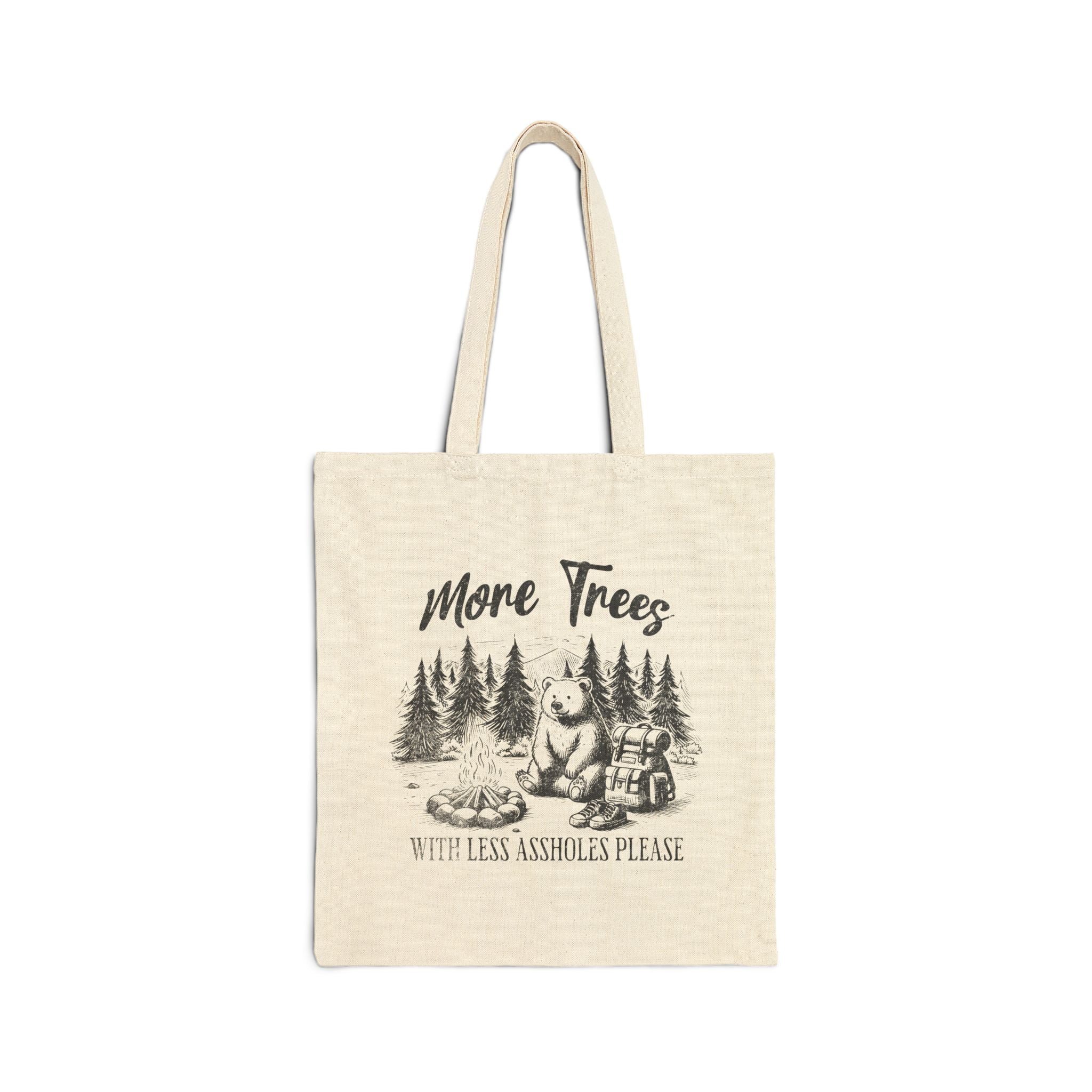 Tote Bag — "More Trees, with Less ***holes Please" Funny Eco-Friendly Tote, natural