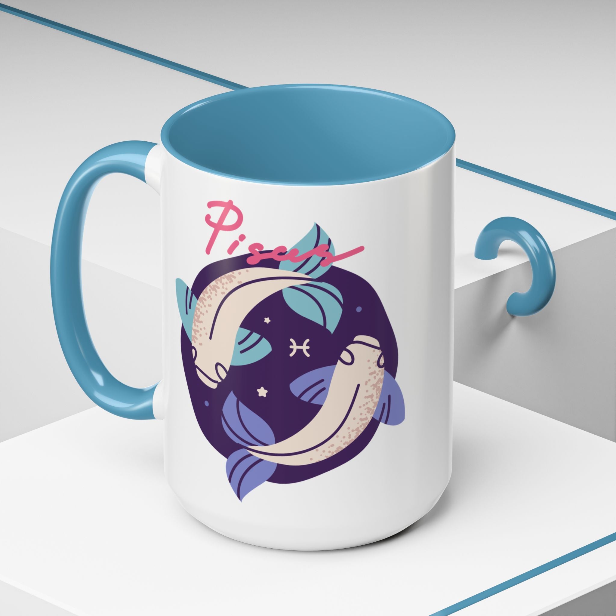 Cute Pisces Zodiac Mug — 15oz (Pink, Light Blue, & Navy)