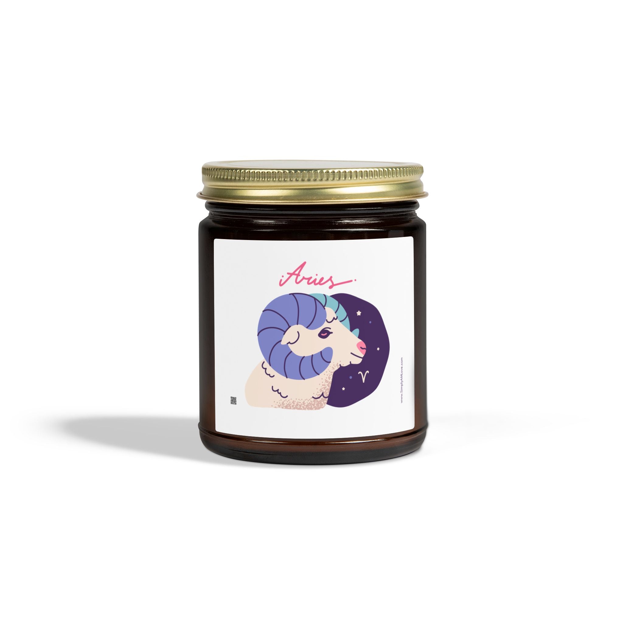 Aries Zodiac Scented Candle — Coconut Apricot (9oz Reusable Glass)