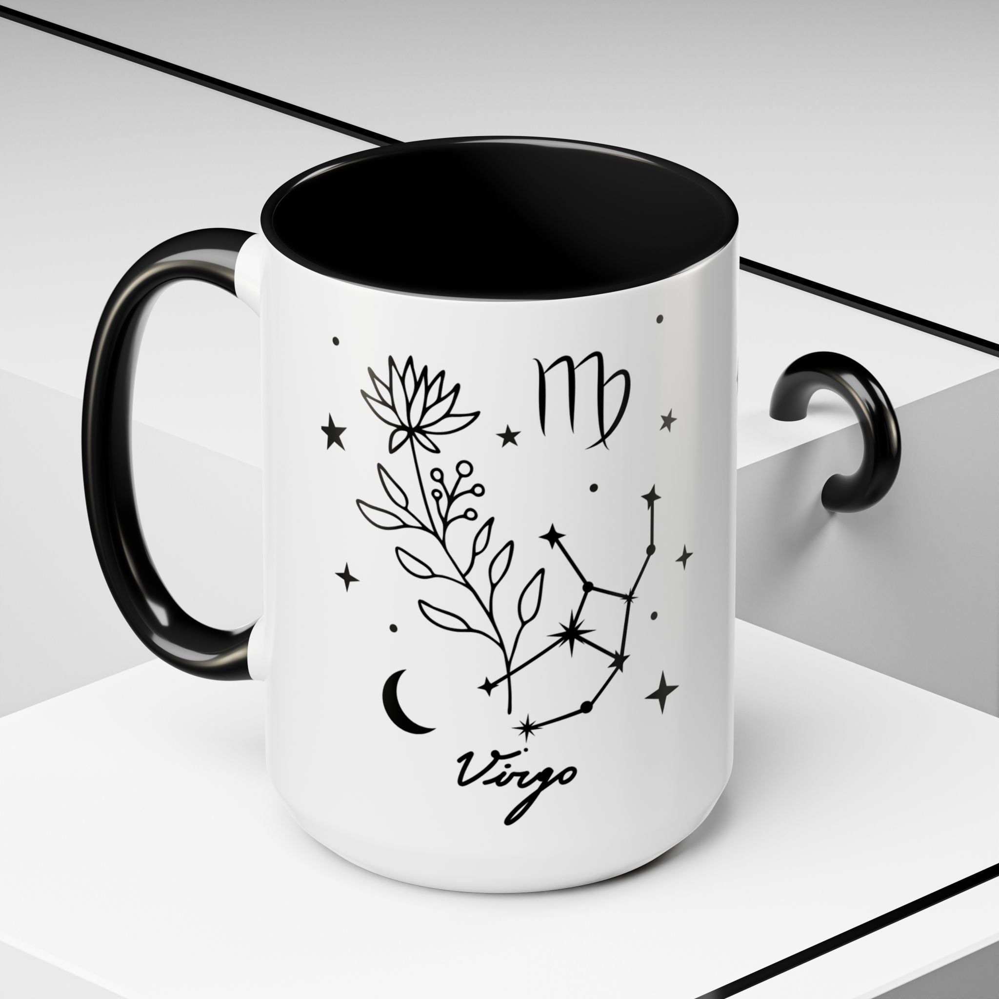 Virgo Zodiac Mug — Minimal Celestial Horoscope Accent 15oz Mug