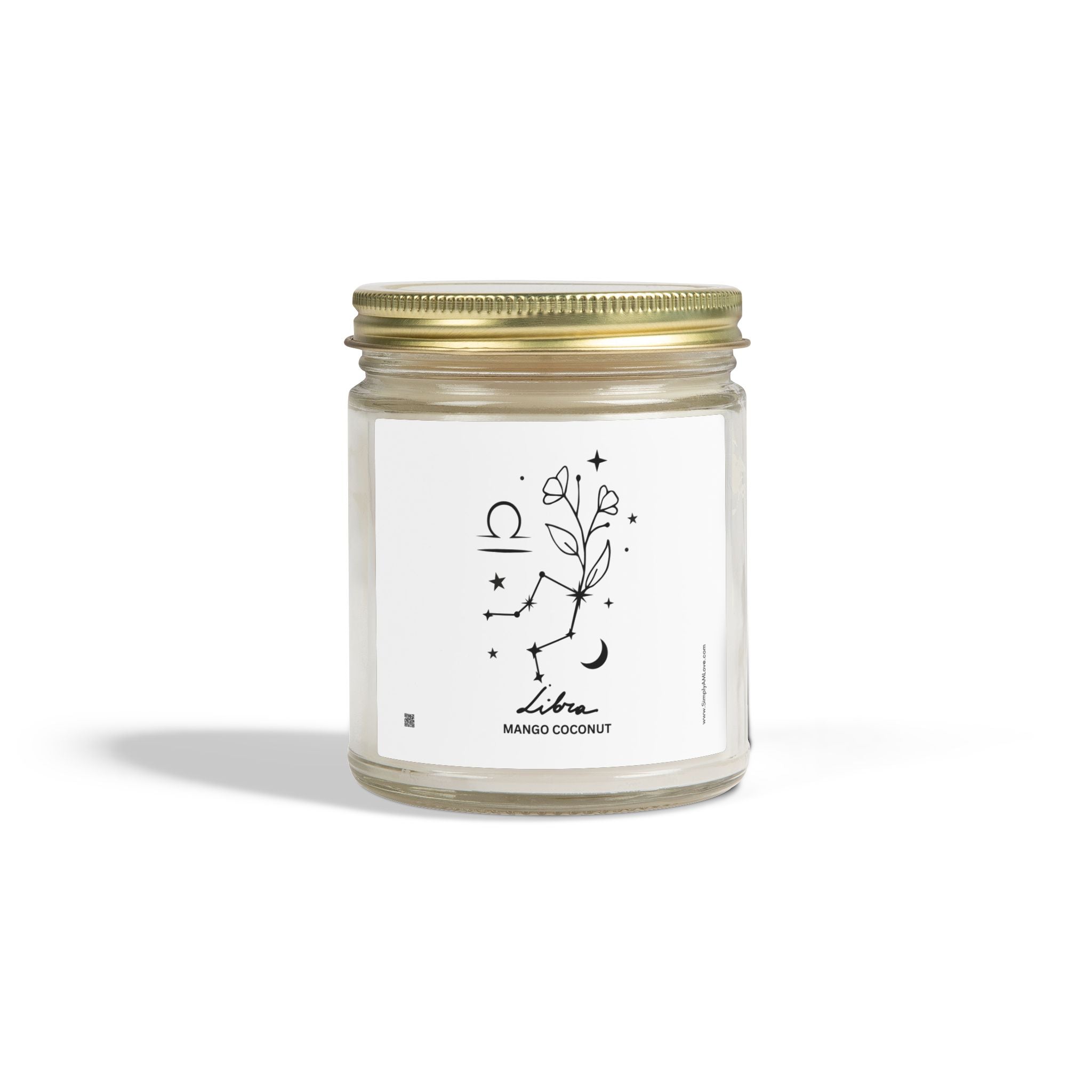 Zodiac Libra Coconut Apricot Wax Scented Candle — 9oz Botanical Glass Jar (Mango Coconut)