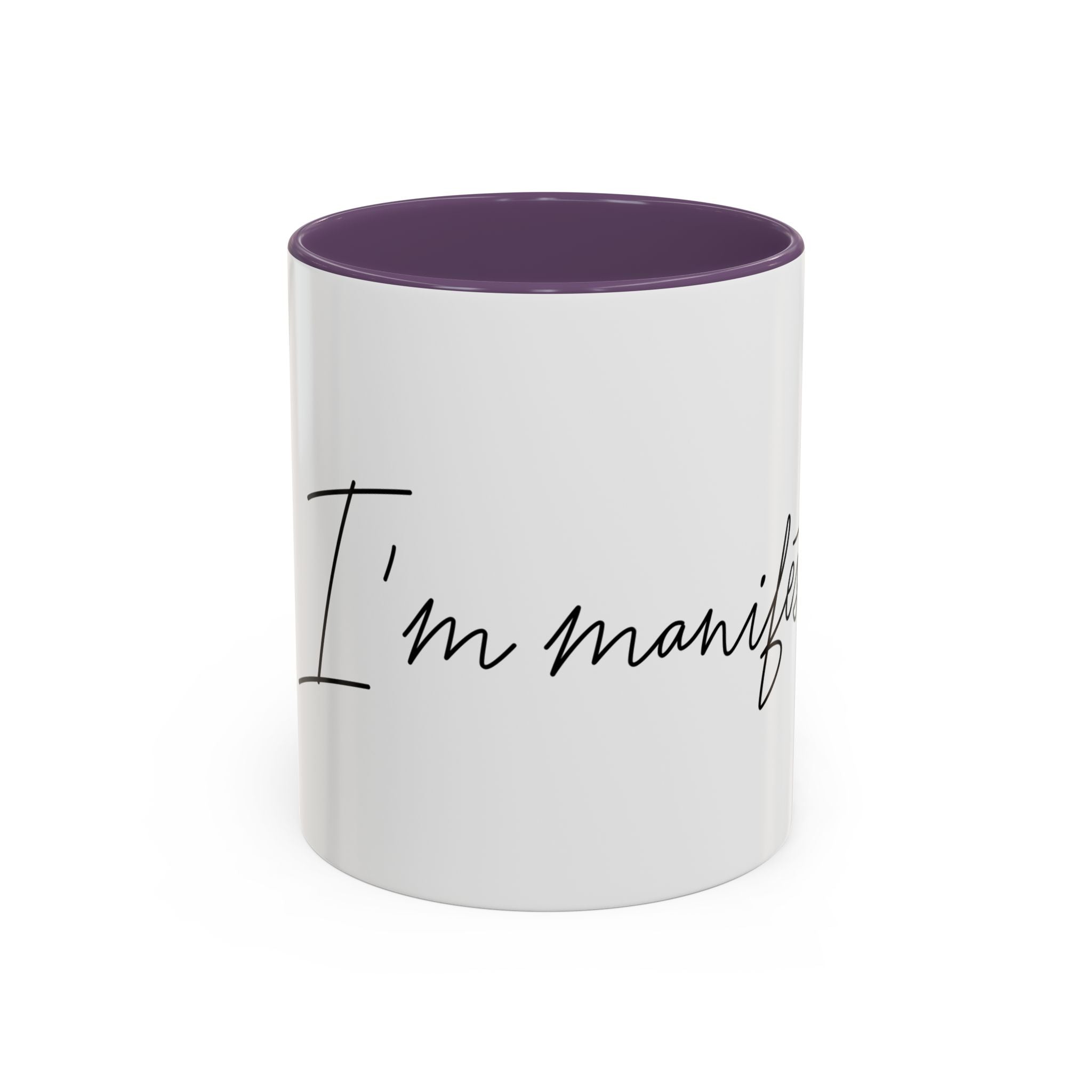 "Shh, I'm Manifesting" Accent Coffee Mug — Funny Minimal 11/15oz