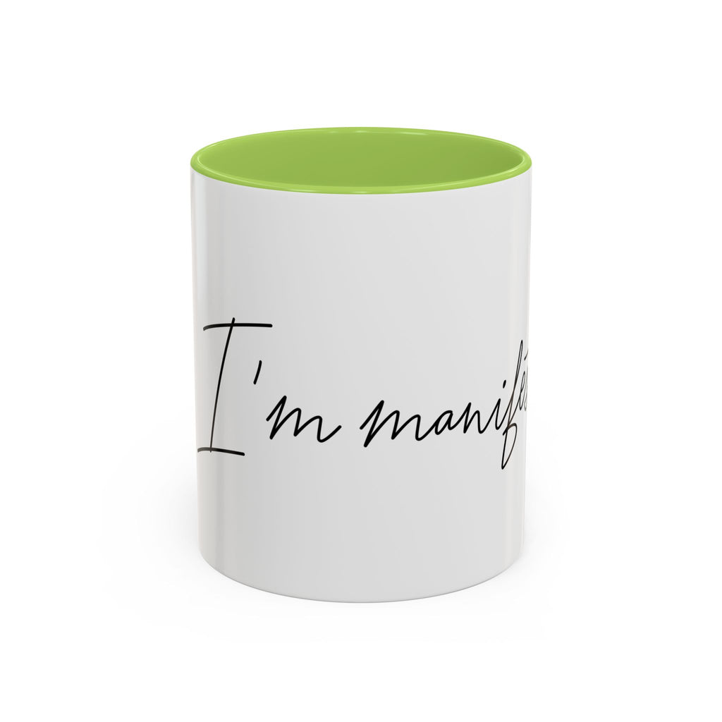 "Shh, I'm Manifesting" Accent Coffee Mug — Funny Minimal 11/15oz