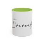 "Shh, I'm Manifesting" Accent Coffee Mug — Funny Minimal 11/15oz