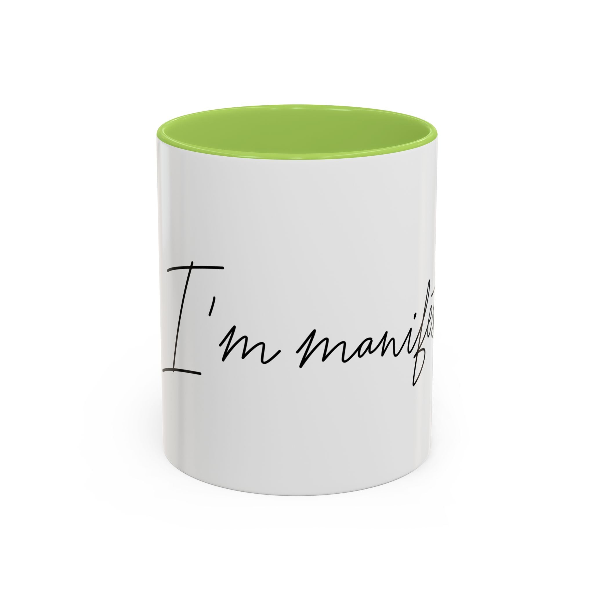 "Shh, I'm Manifesting" Accent Coffee Mug — Funny Minimal 11/15oz
