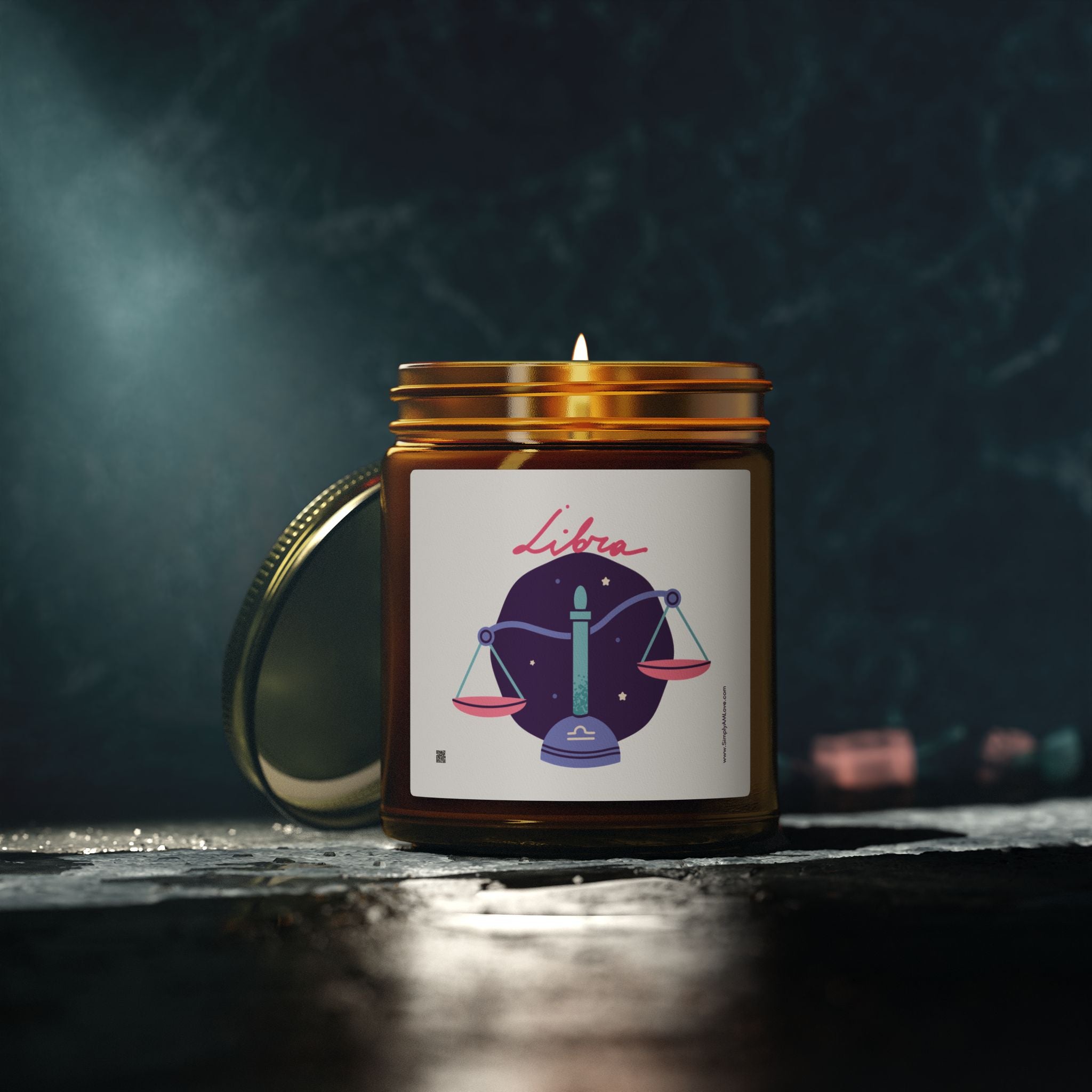 Cute Libra Zodiac Scented Candle — Coconut Apricot Wax (9oz Reusable Glass)