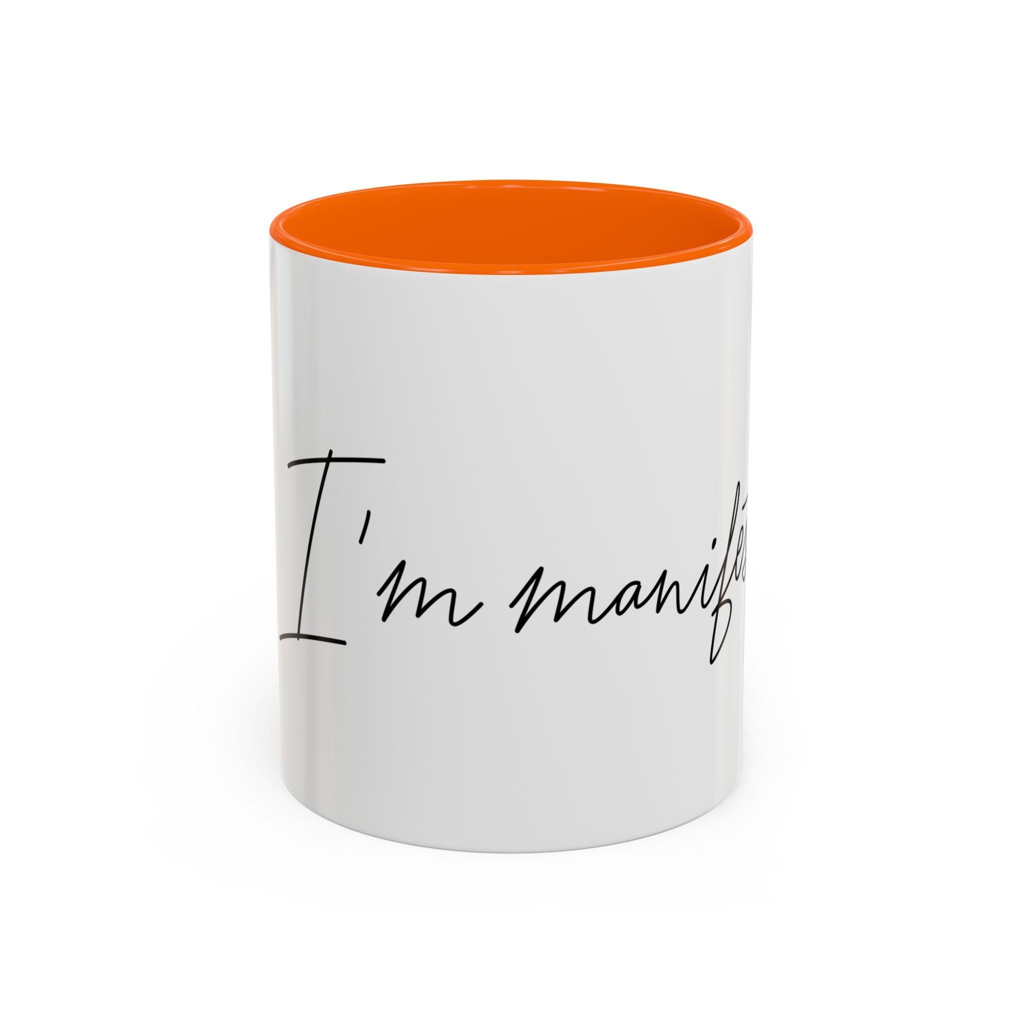 "Shh, I'm Manifesting" Accent Coffee Mug — Funny Minimal 11/15oz