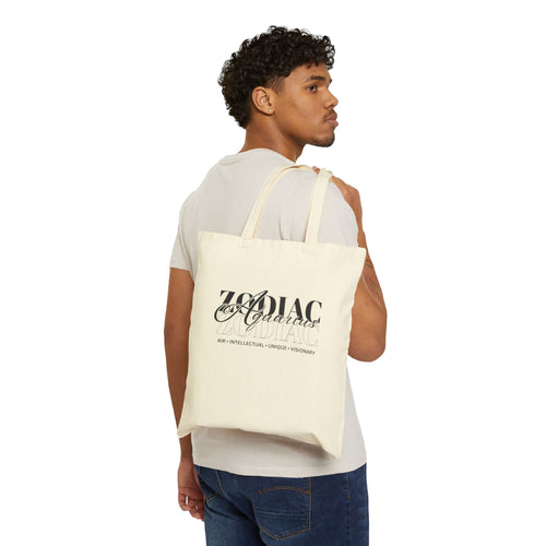 Aquarius Zodiac Tote Bag — Cotton Canvas Astrology Tote