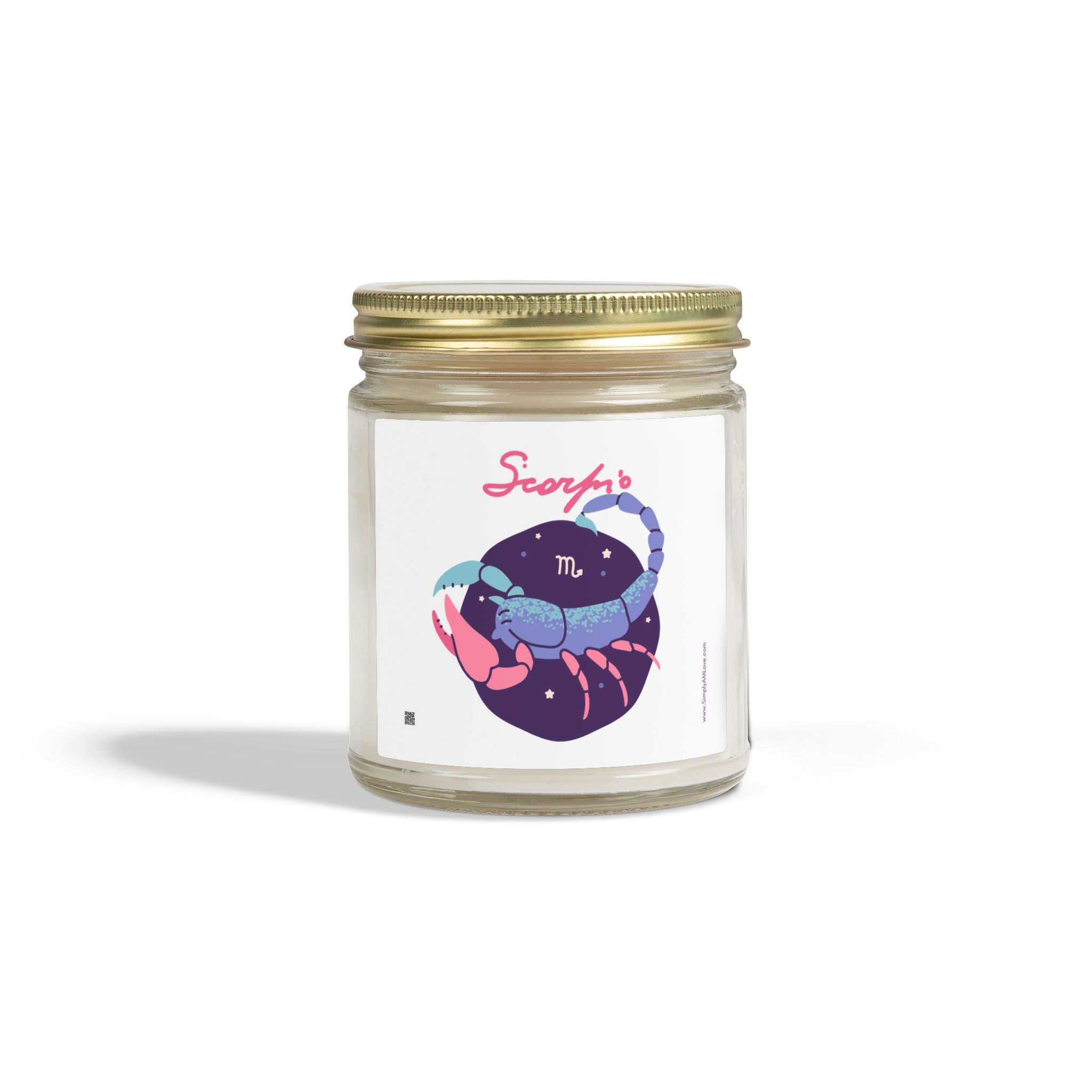 Cute Scorpio Zodiac Scented Candle — Coconut Apricot Wax (9oz Reusable Glass)