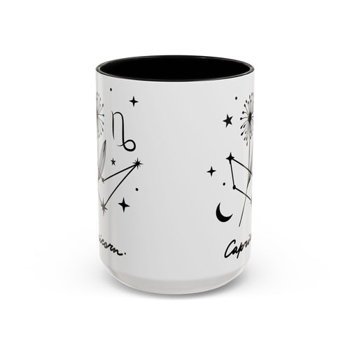 Capricorn Zodiac Mug — Minimal Celestial Horoscope Accent 15oz Mug