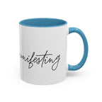 "Shh, I'm Manifesting" Accent Coffee Mug — Funny Minimal 11/15oz