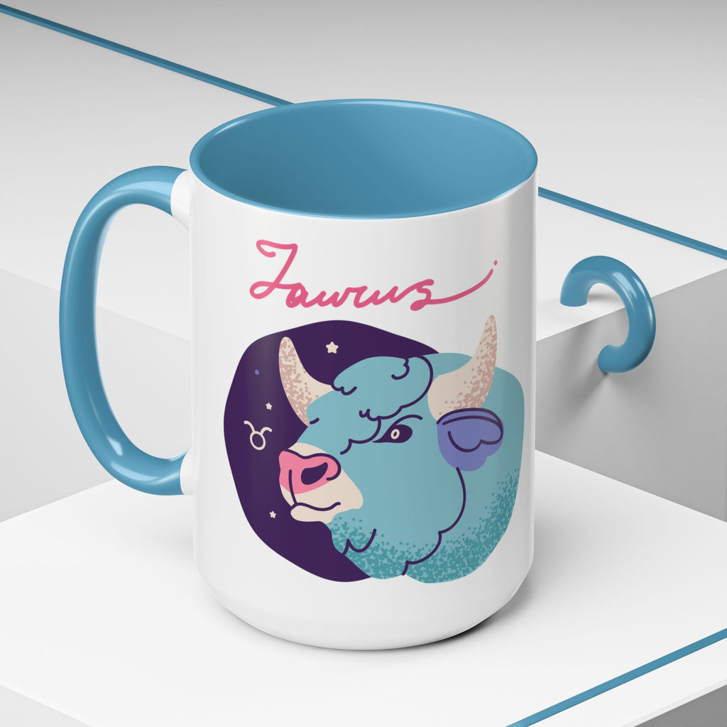 Cute Taurus Zodiac Mug — 15oz (Pink, Light Blue, & Navy)