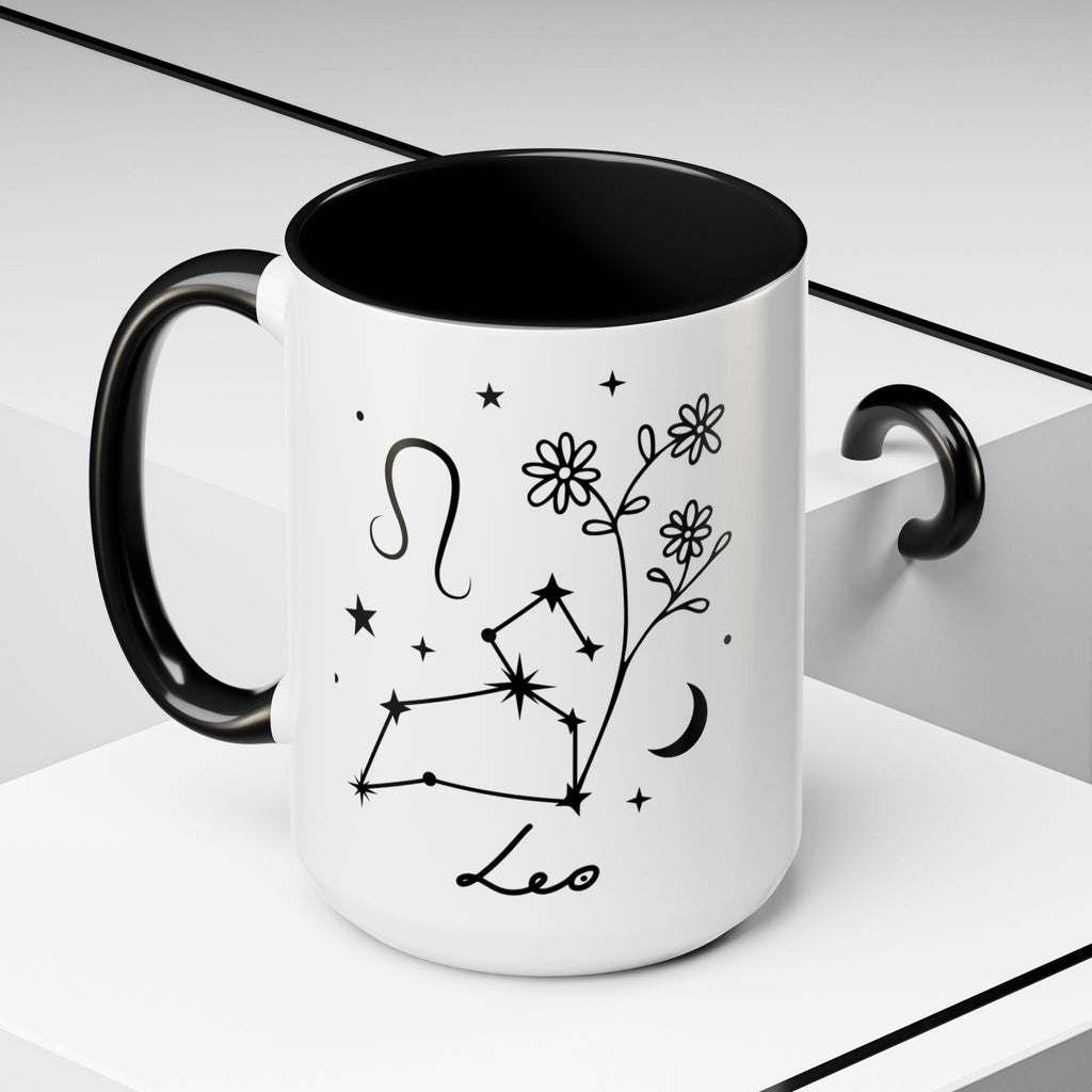 Leo Zodiac Mug — Minimal Celestial Horoscope Accent 15oz Mug