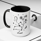 Leo Zodiac Mug — Minimal Celestial Horoscope Accent 15oz Mug