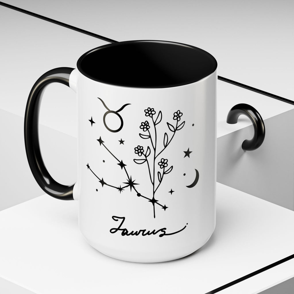 Taurus Zodiac Accent Coffee Mug — Minimal Celestial Horoscope 11/15oz