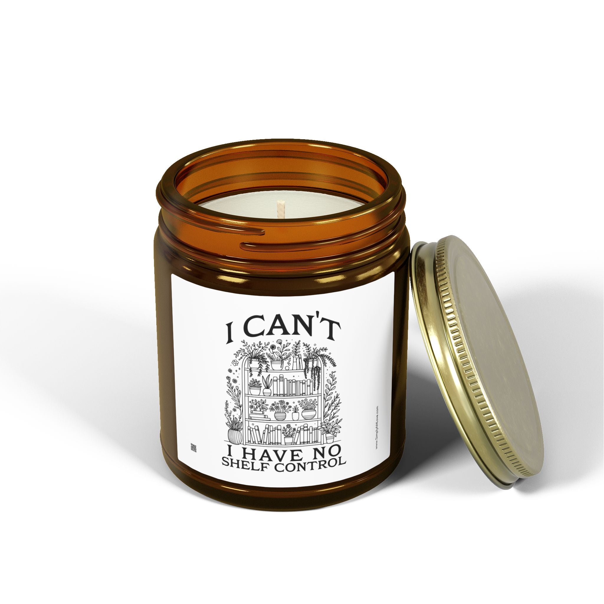 Funny Scented Candle — "I Can't, I Have No Shelf Control" (Coconut Apricot Wax, 4oz/9oz)