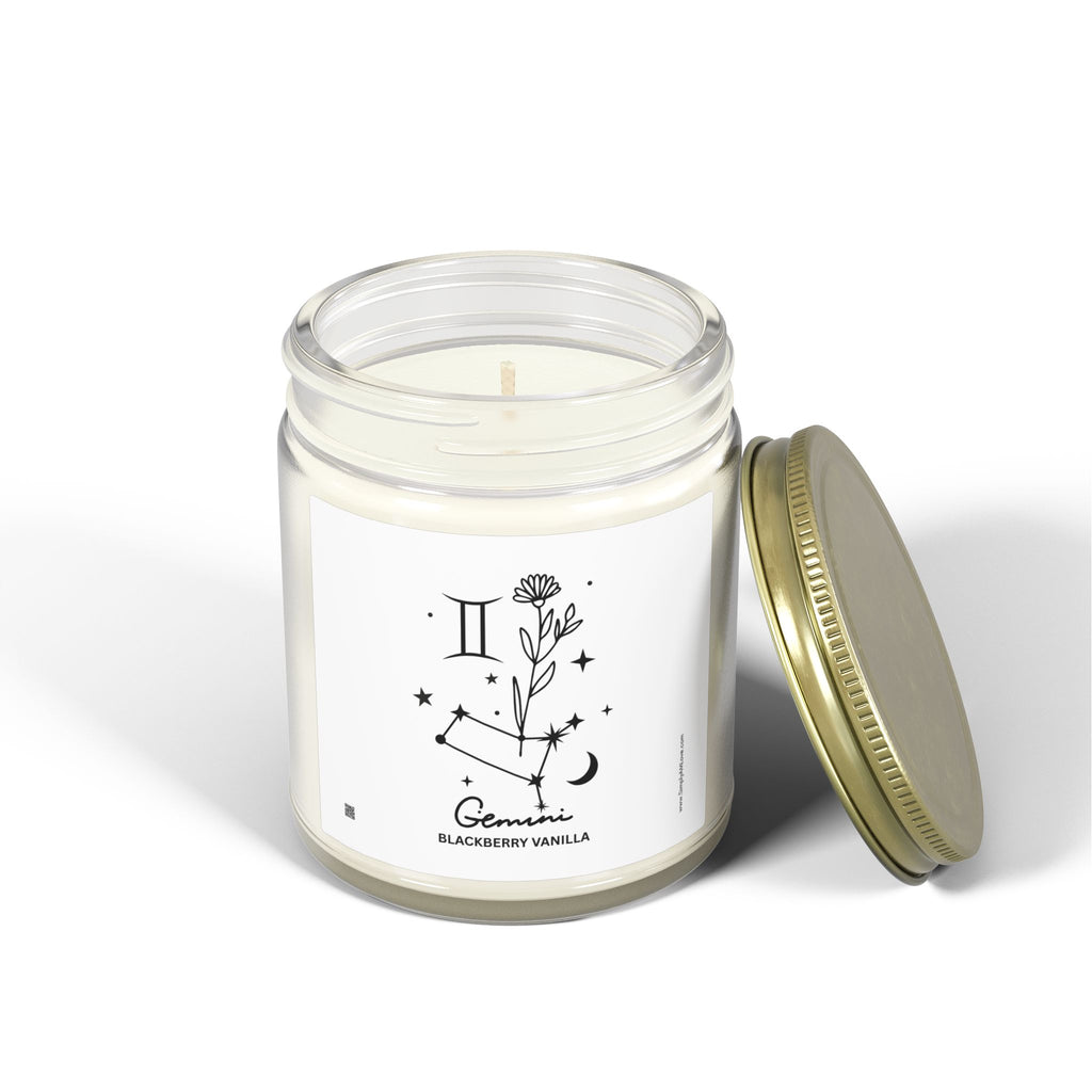 Gemini Zodiac Minimalist Scented Candle — Coconut Apricot Wax, 9oz (Blackberry Vanilla)
