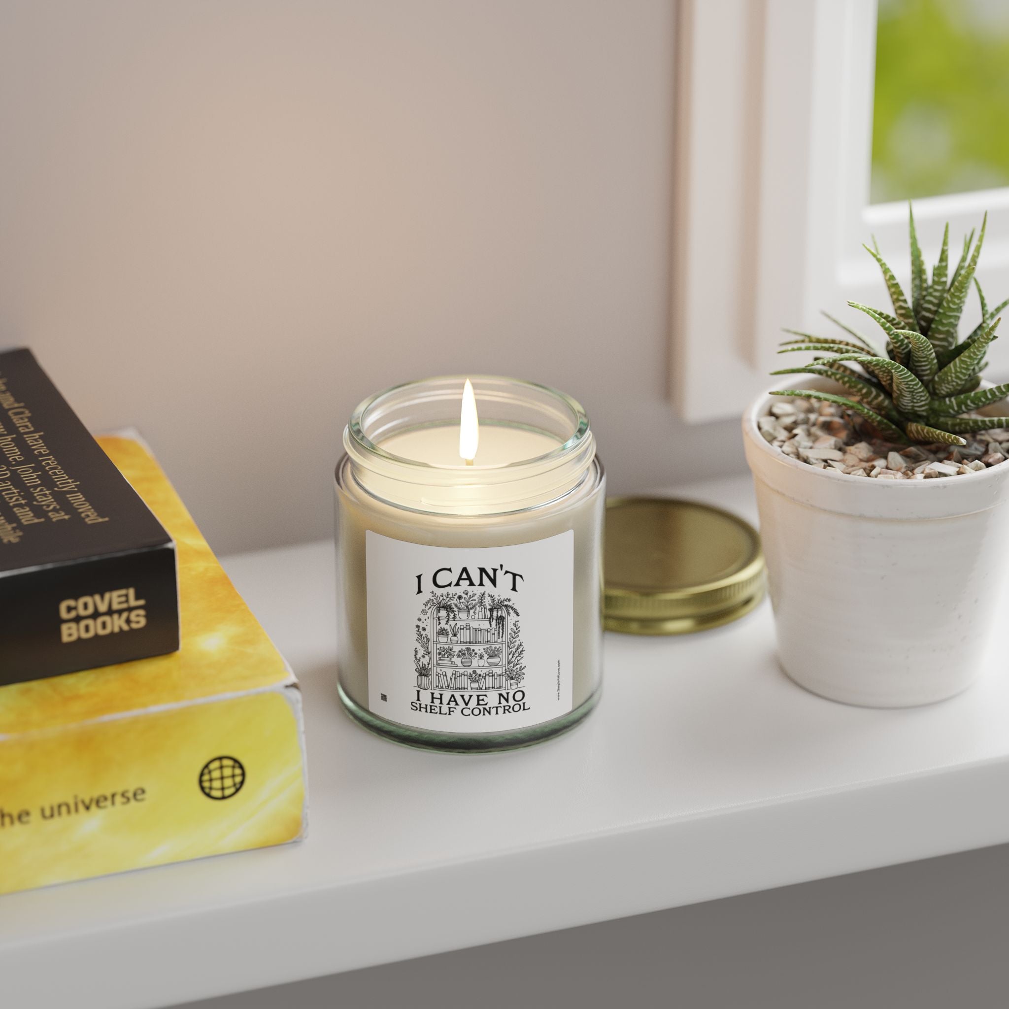 Funny Scented Candle — "I Can't, I Have No Shelf Control" (Coconut Apricot Wax, 4oz/9oz)