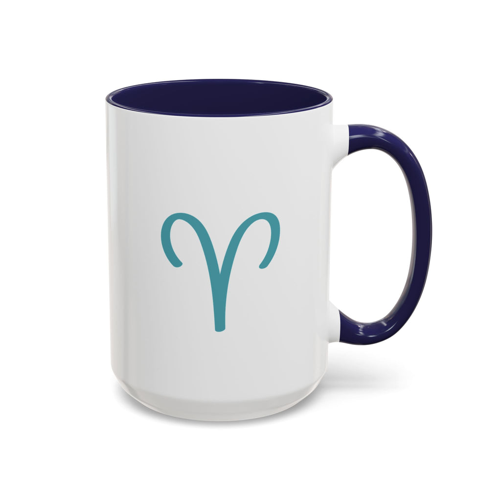 Aries Zodiac Accent Coffee Mug — Cute Horoscope 11/15oz (Pink, Light Blue & Navy)